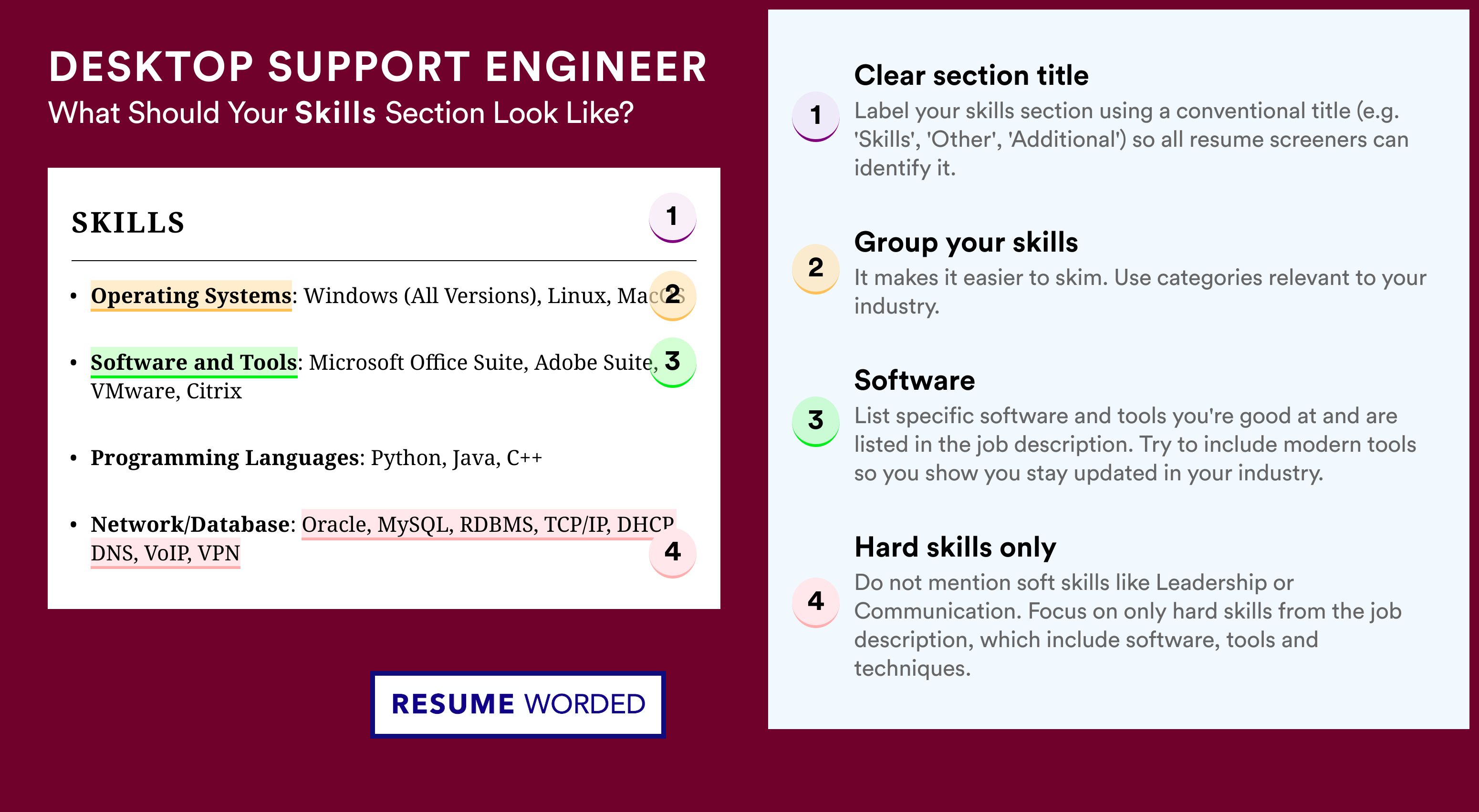 How To Write Your Skills Section - Desktop Support Engineer Roles