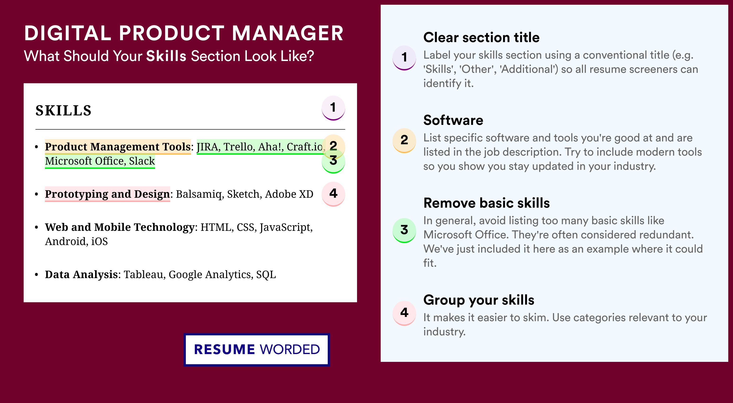 How To Write Your Skills Section - Digital Product Manager Roles
