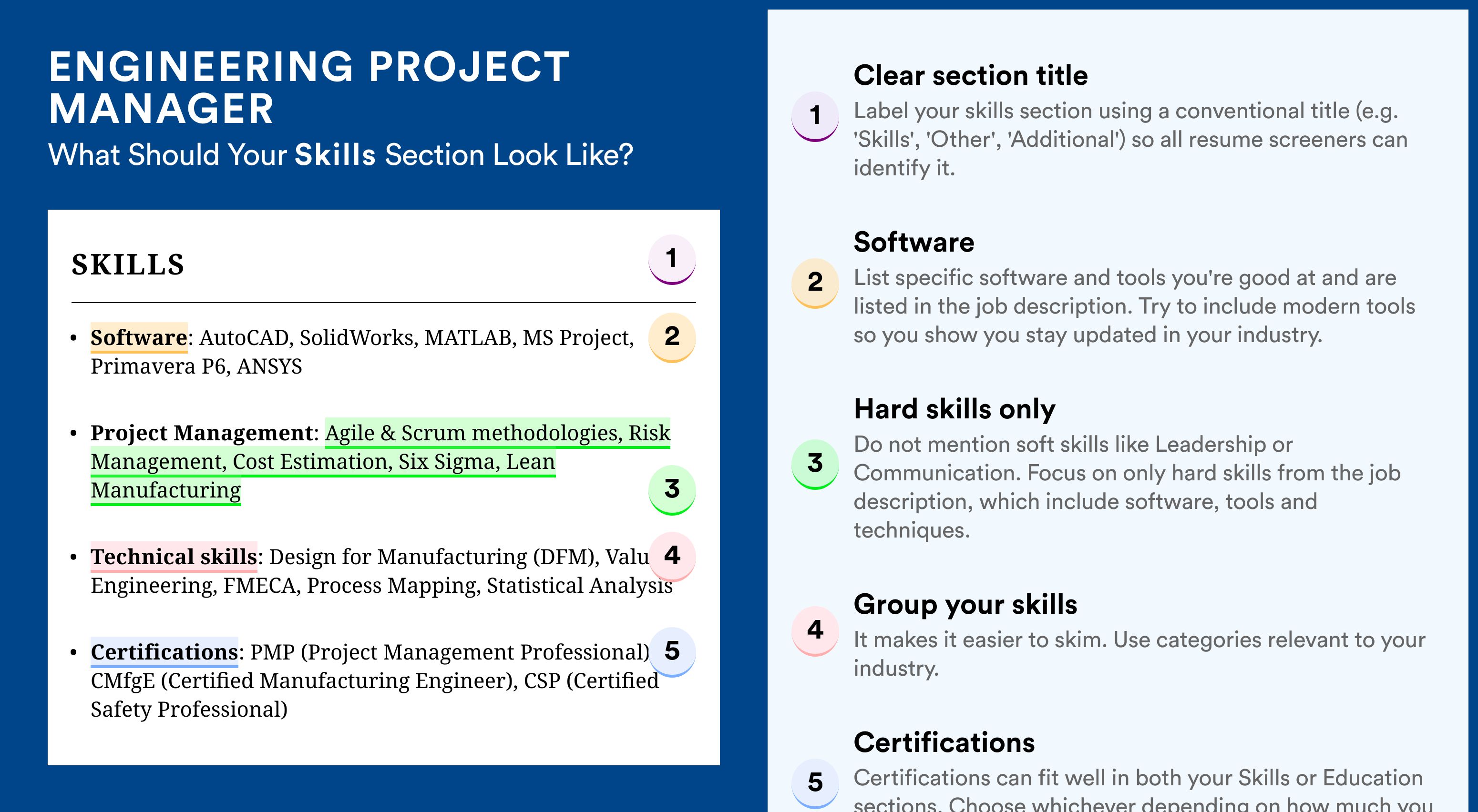 How To Write Your Skills Section - Engineering Project Manager Roles