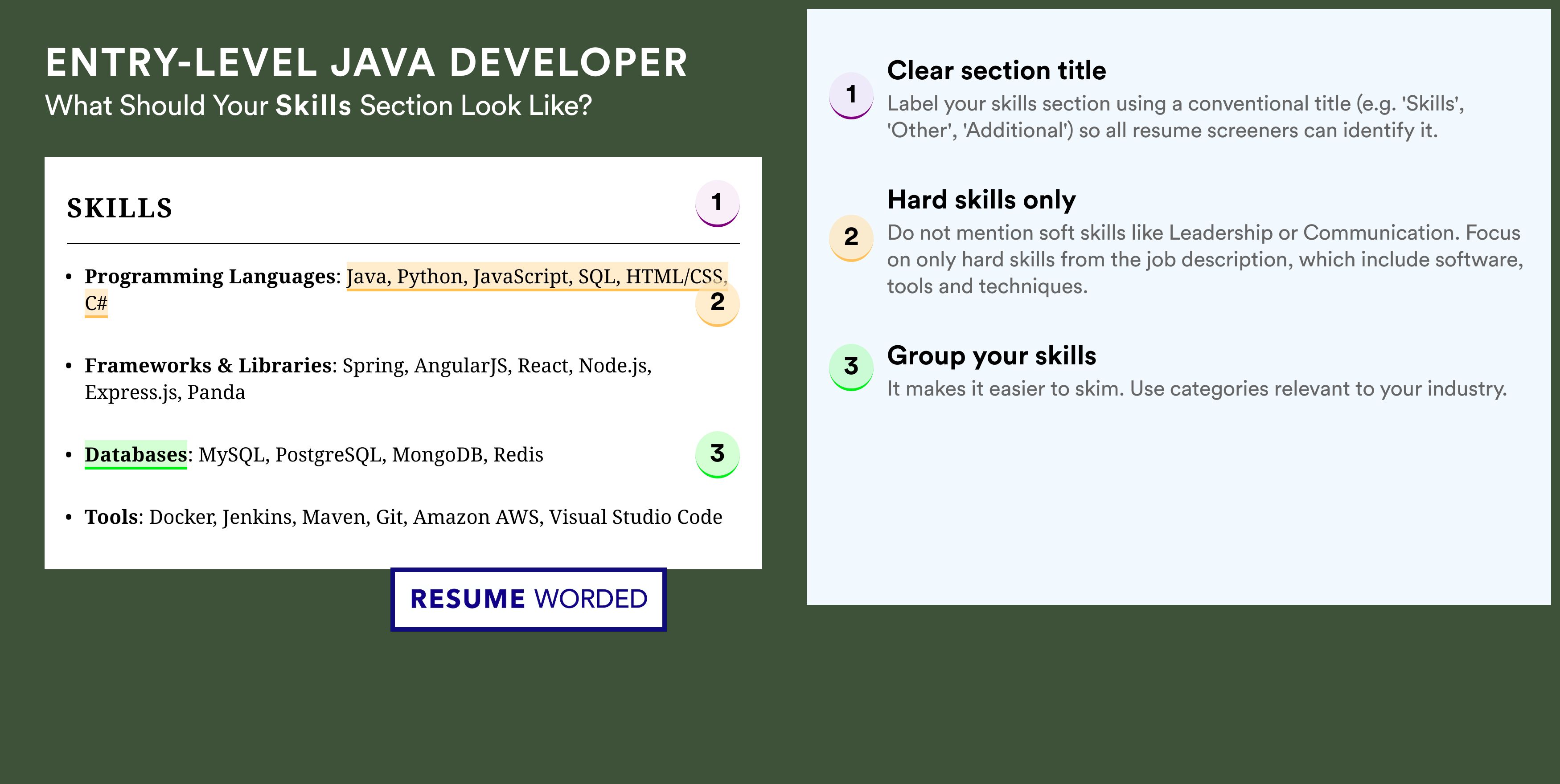 How To Write Your Skills Section - Entry-Level Java Developer Roles