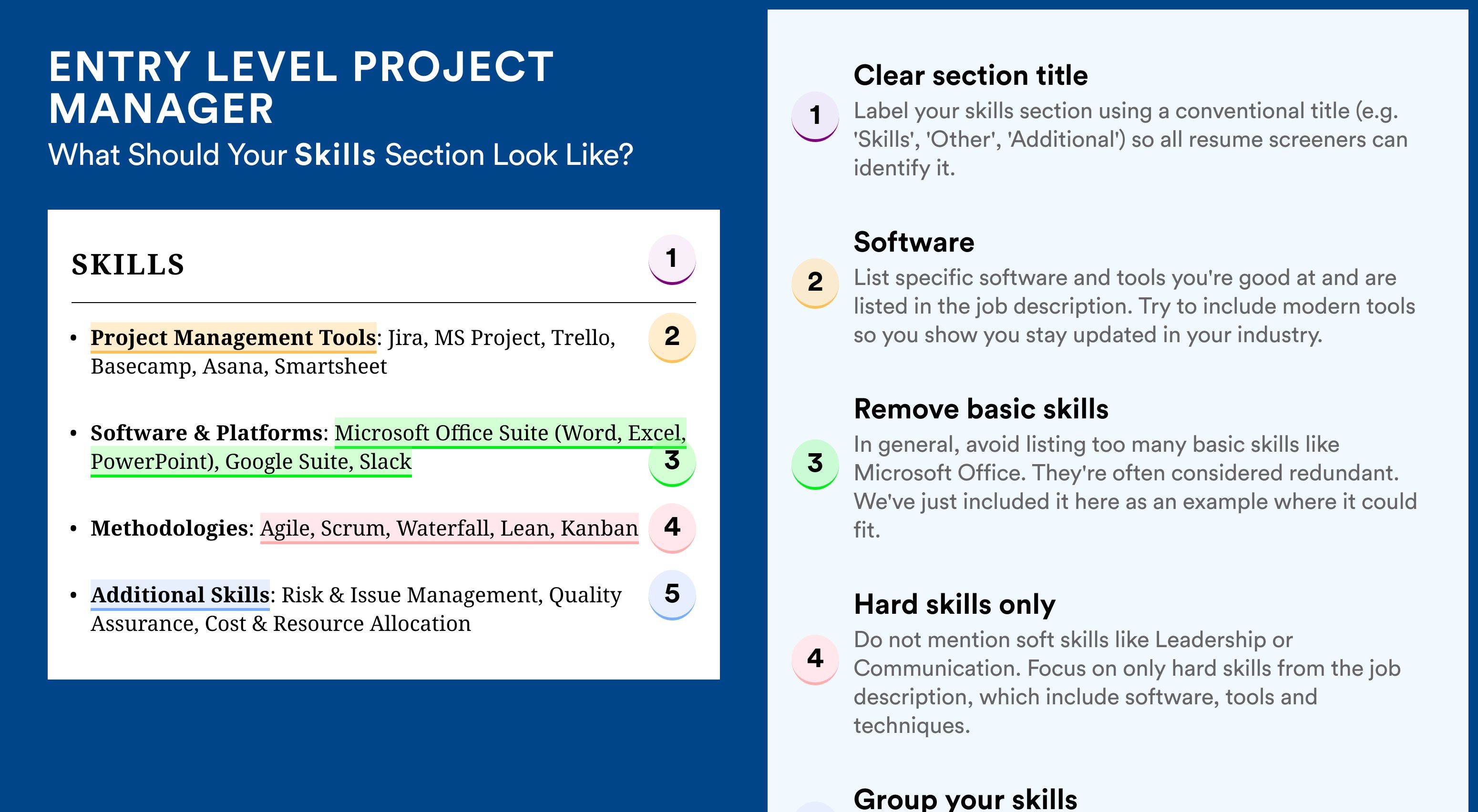 How To Write Your Skills Section - Entry Level Project Manager Roles