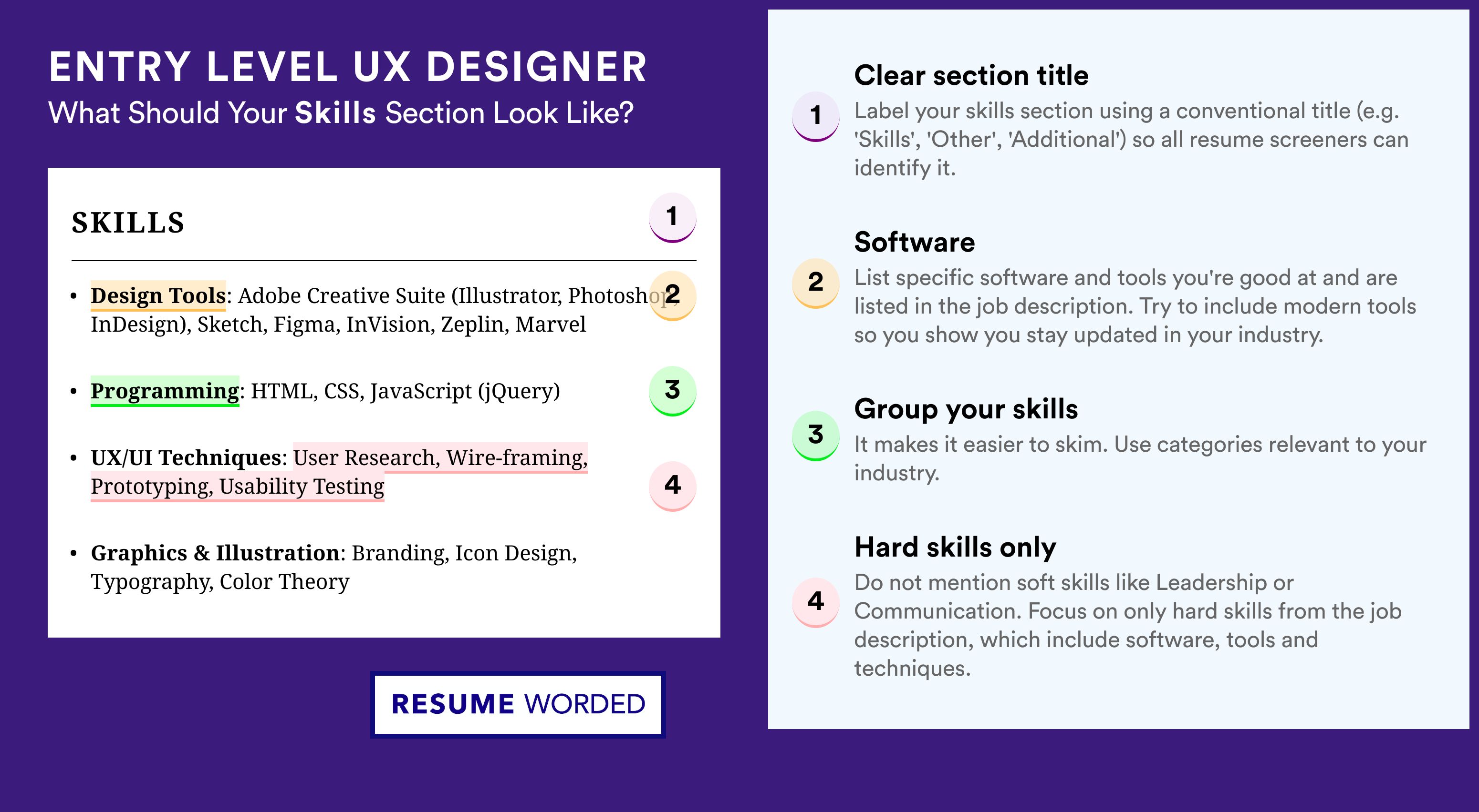 How To Write Your Skills Section - Entry Level UX Designer Roles