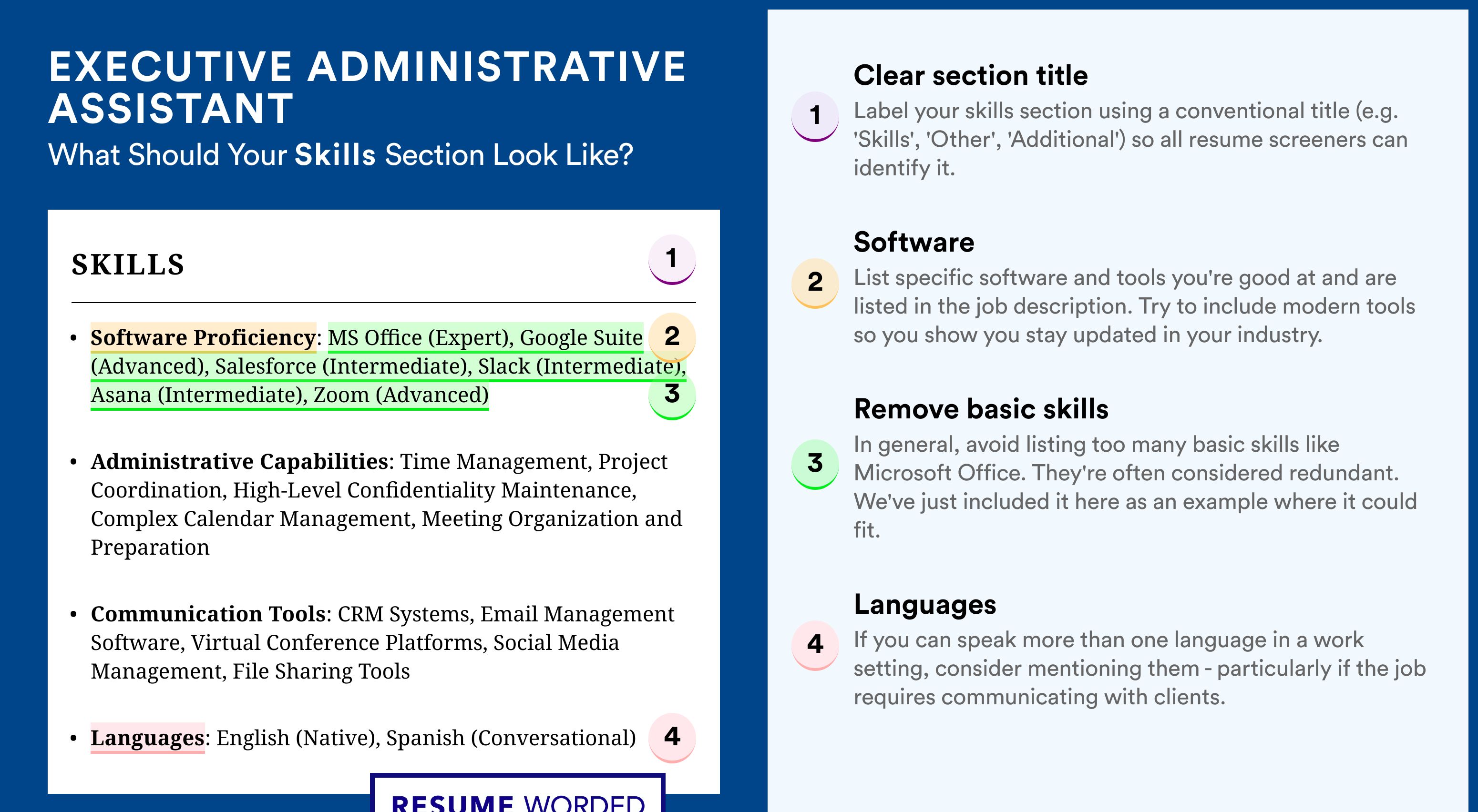 How To Write Your Skills Section - Executive Administrative Assistant Roles