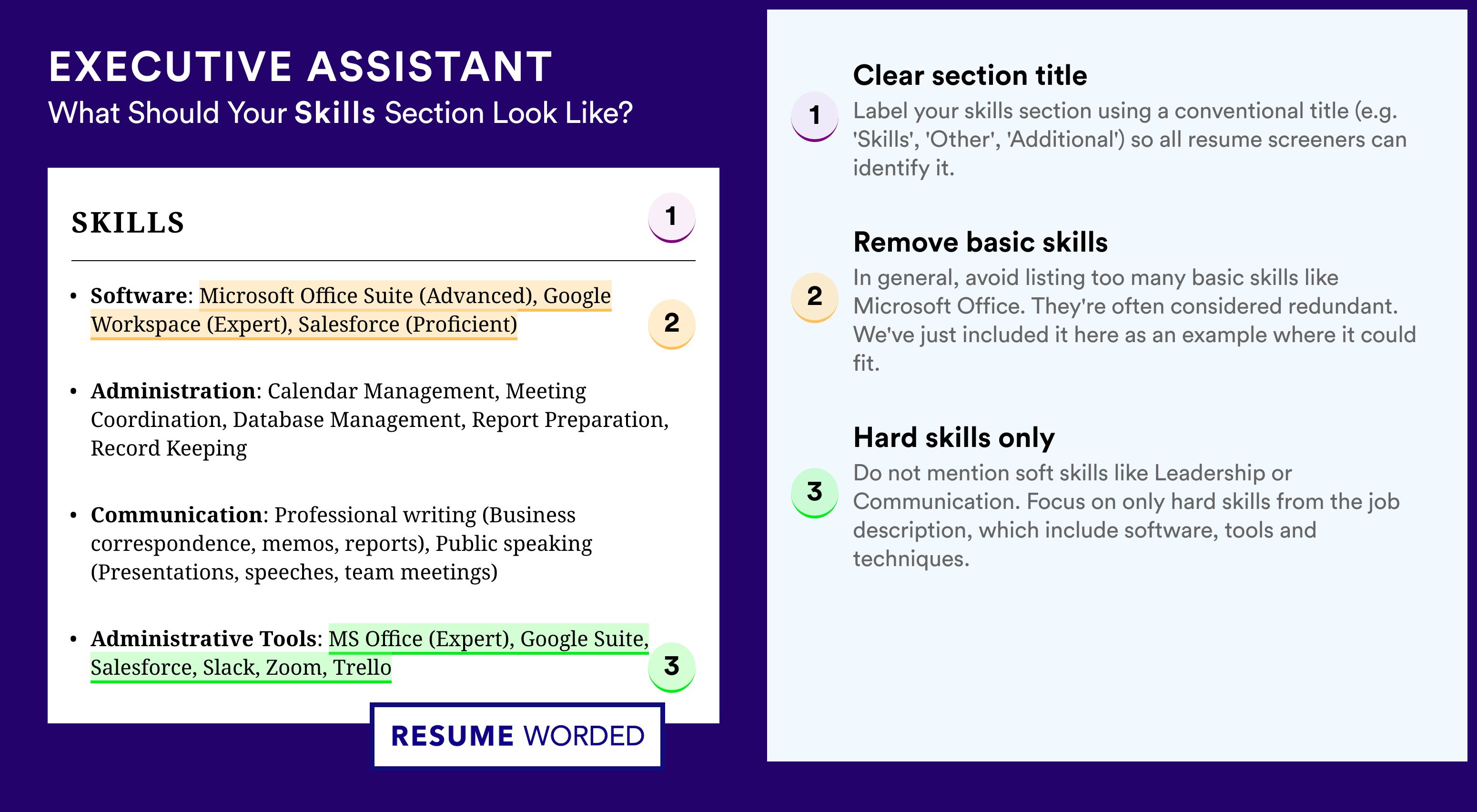 How To Write Your Skills Section - Executive Assistant Roles
