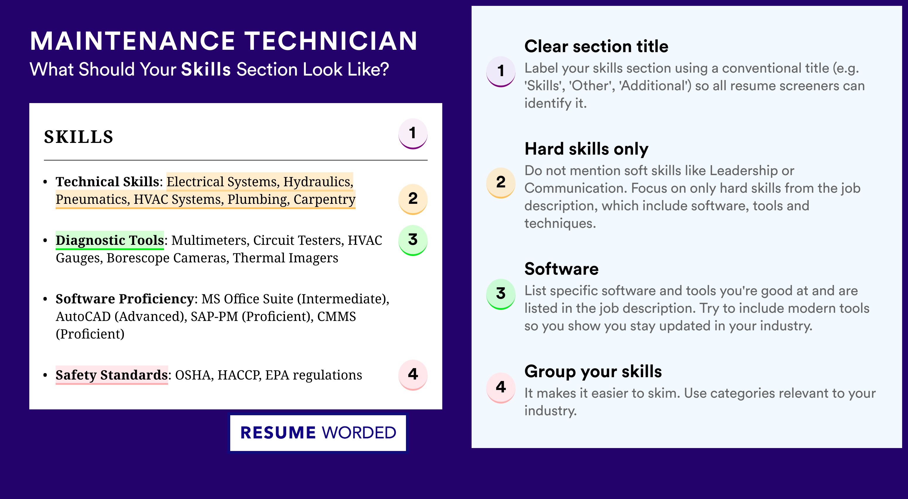 How To Write Your Skills Section - Maintenance Technician Roles