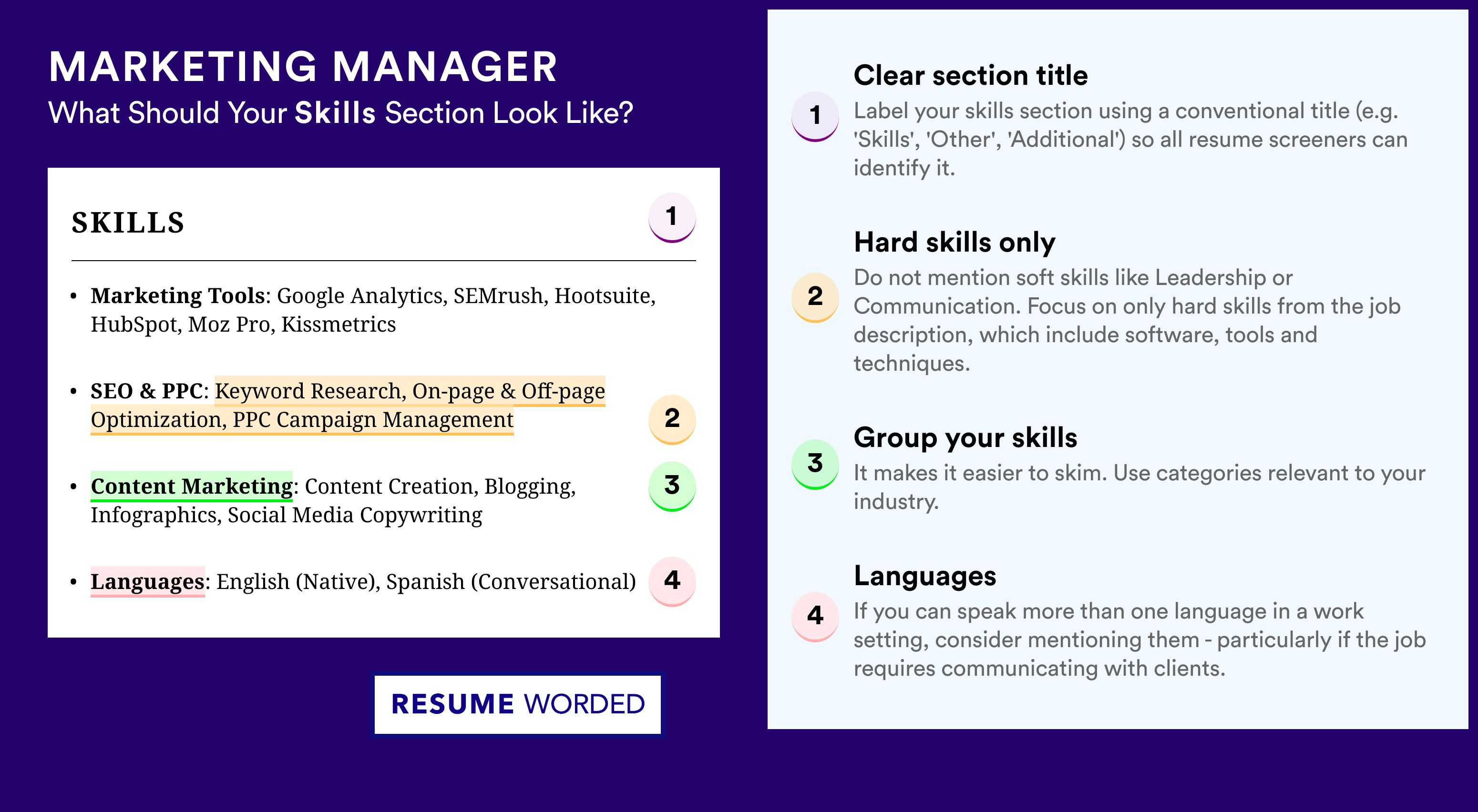 How To Write Your Skills Section - Marketing Manager Roles