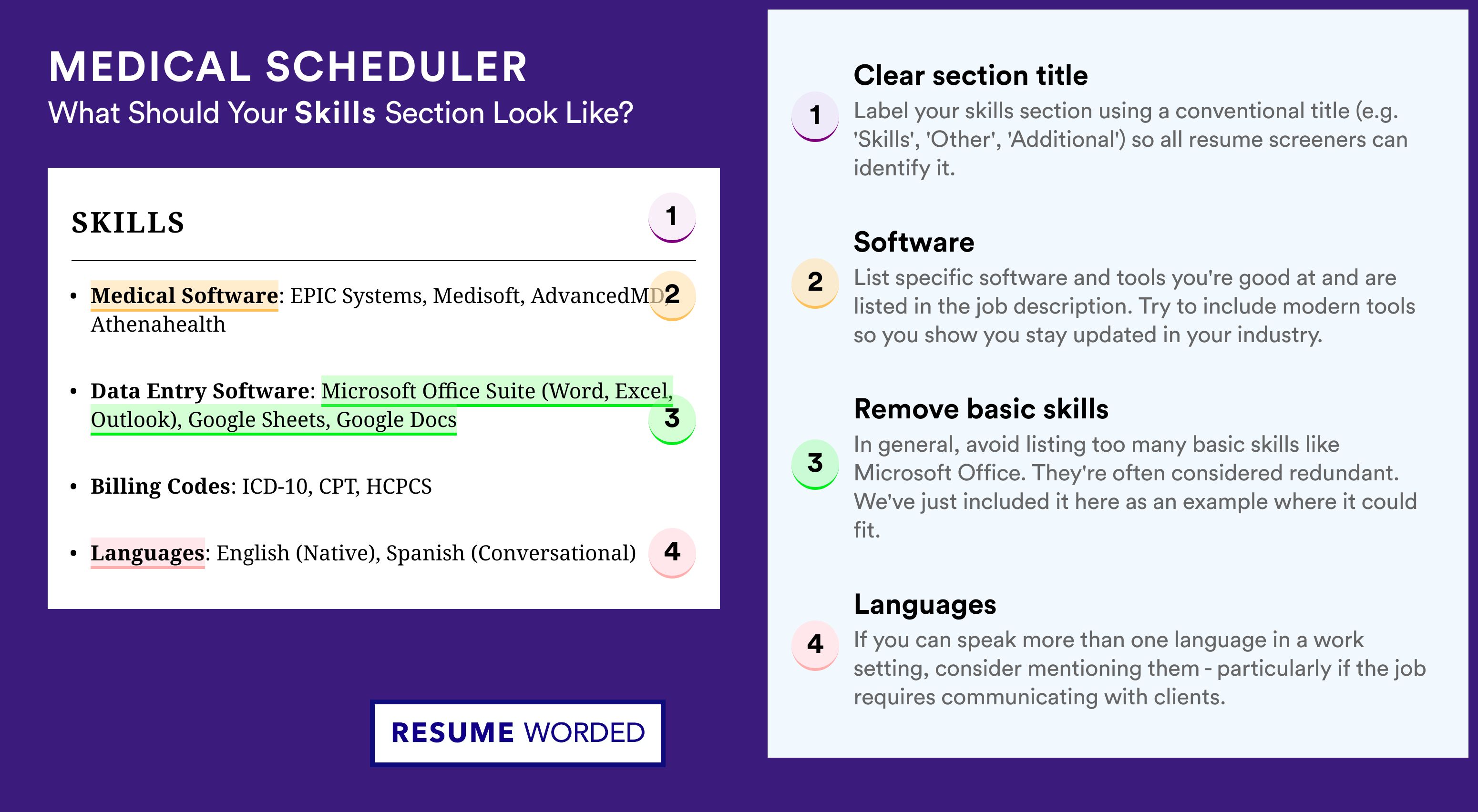 How To Write Your Skills Section - Medical Scheduler Roles