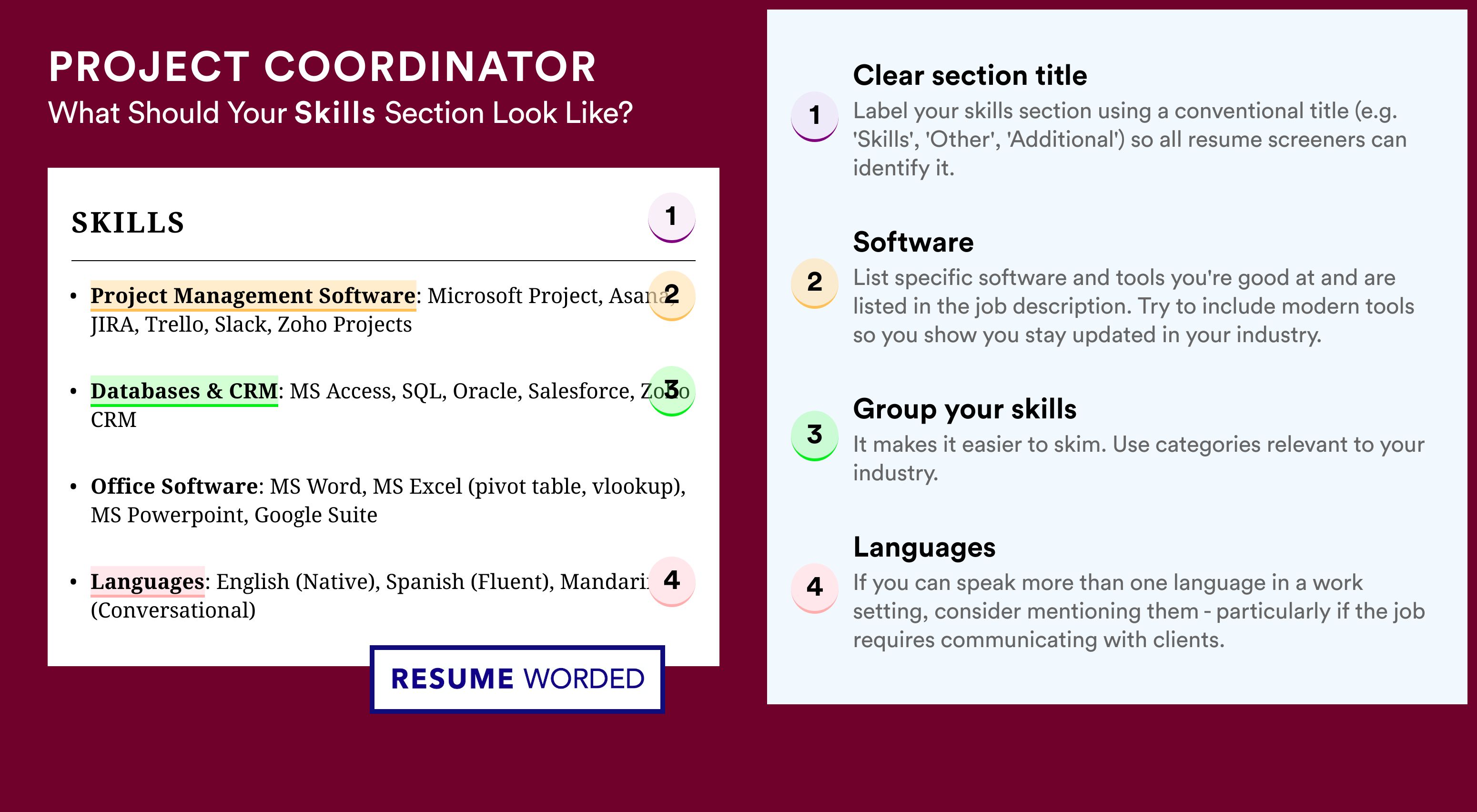 How To Write Your Skills Section - Project Coordinator Roles
