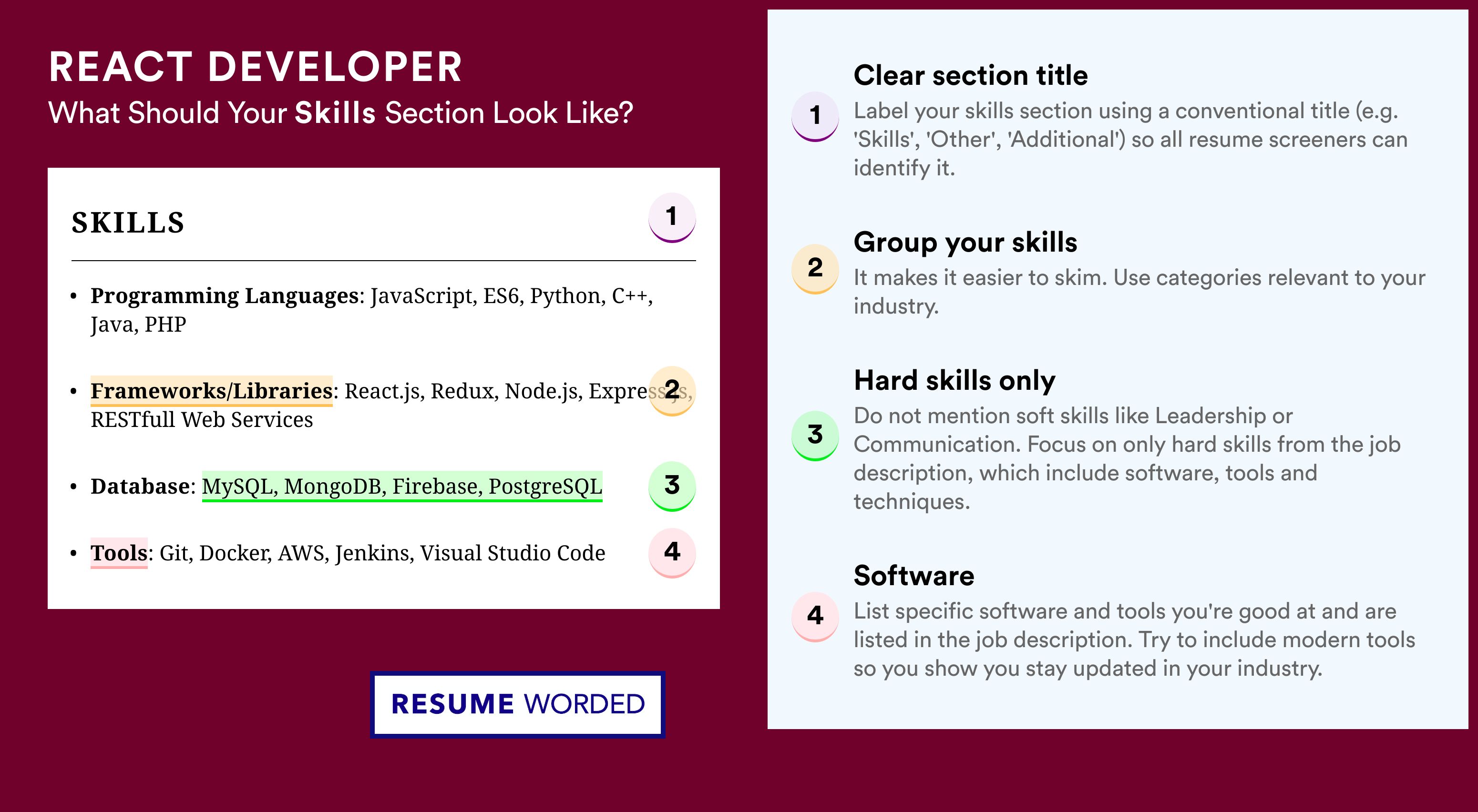 How To Write Your Skills Section - React Developer Roles