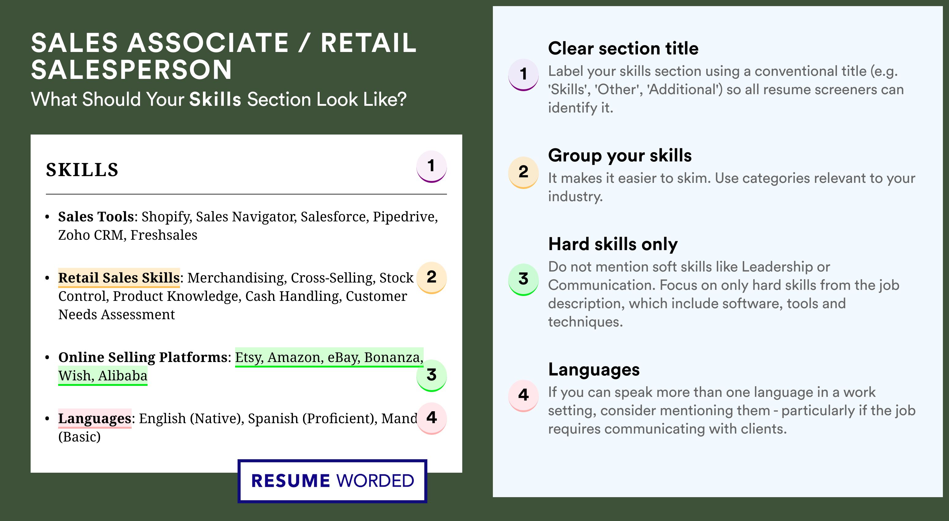 How To Write Your Skills Section - Sales Associate / Retail Salesperson Roles