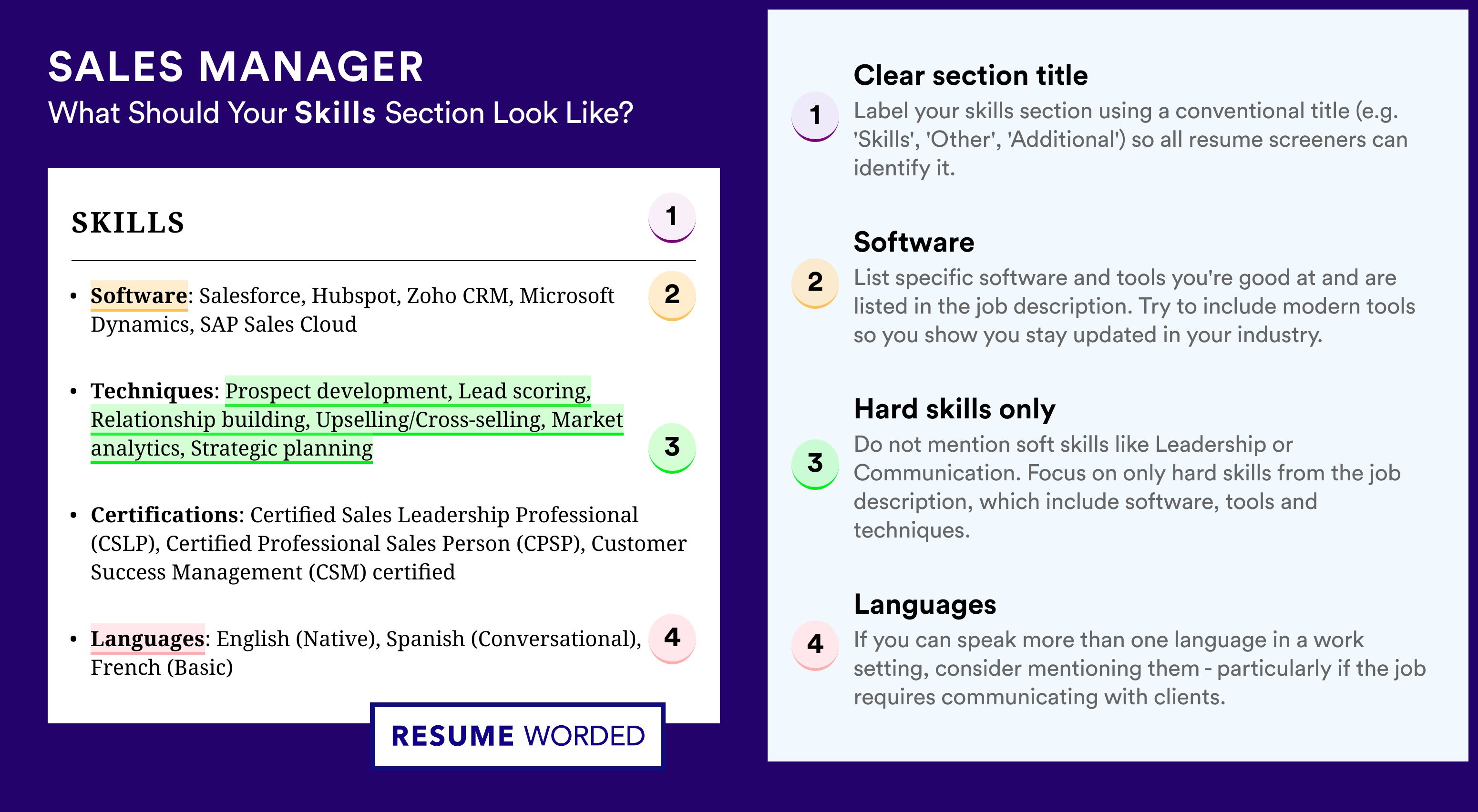 How To Write Your Skills Section - Sales Manager Roles