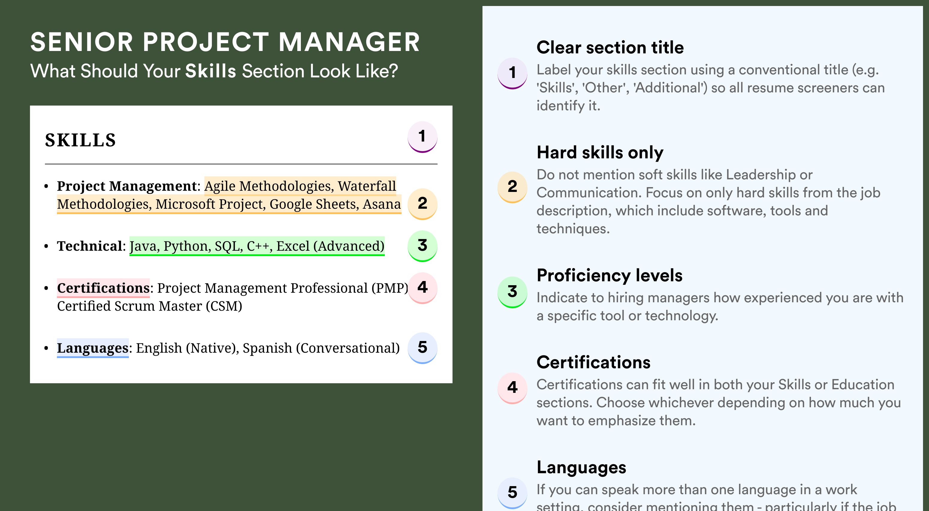 How To Write Your Skills Section - Senior Project Manager Roles