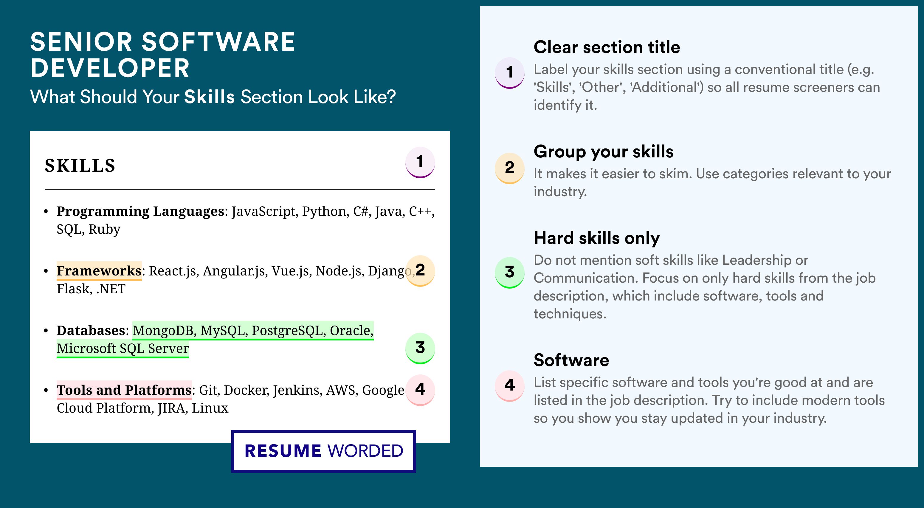 How To Write Your Skills Section - Senior Software Developer Roles