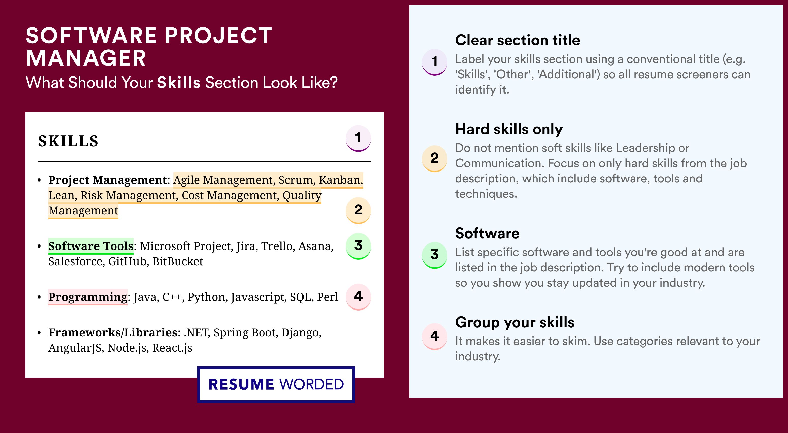 How To Write Your Skills Section - Software Project Manager Roles