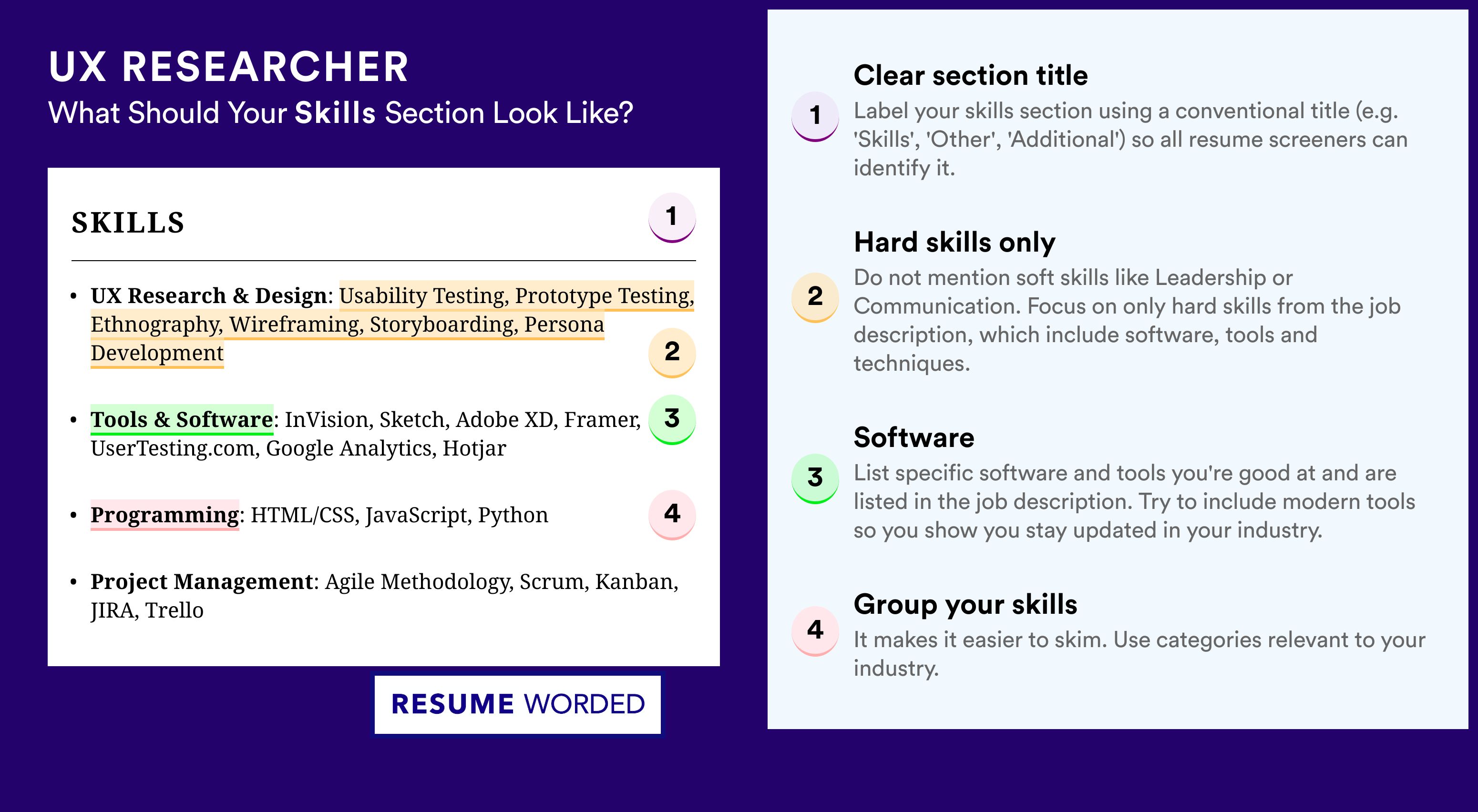 How To Write Your Skills Section - UX Researcher Roles
