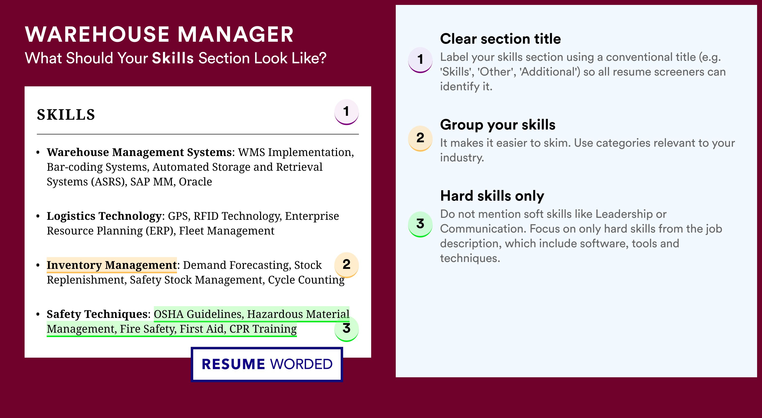 How To Write Your Skills Section - Warehouse Manager Roles