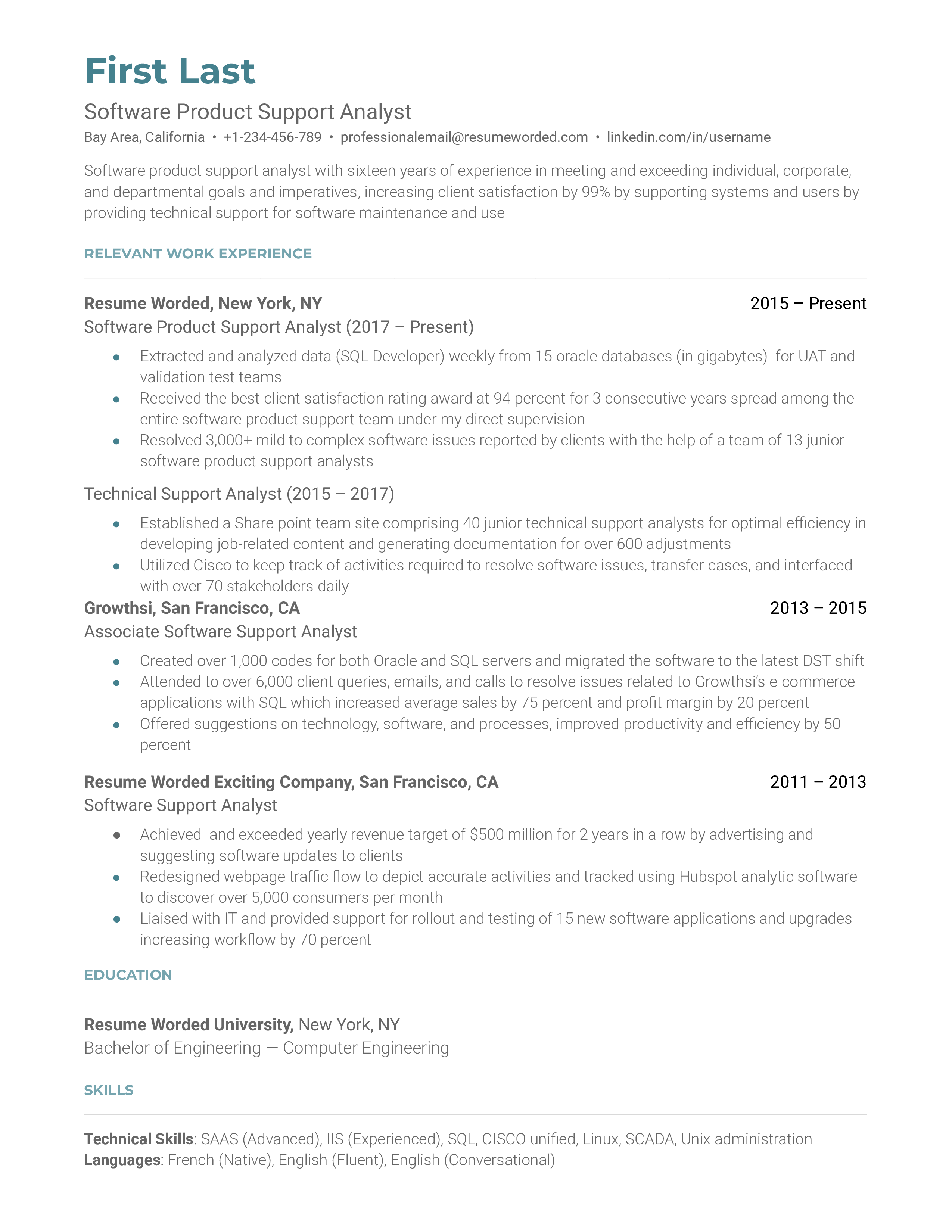 4 Desktop Support Resume Examples for 2023 | Resume Worded