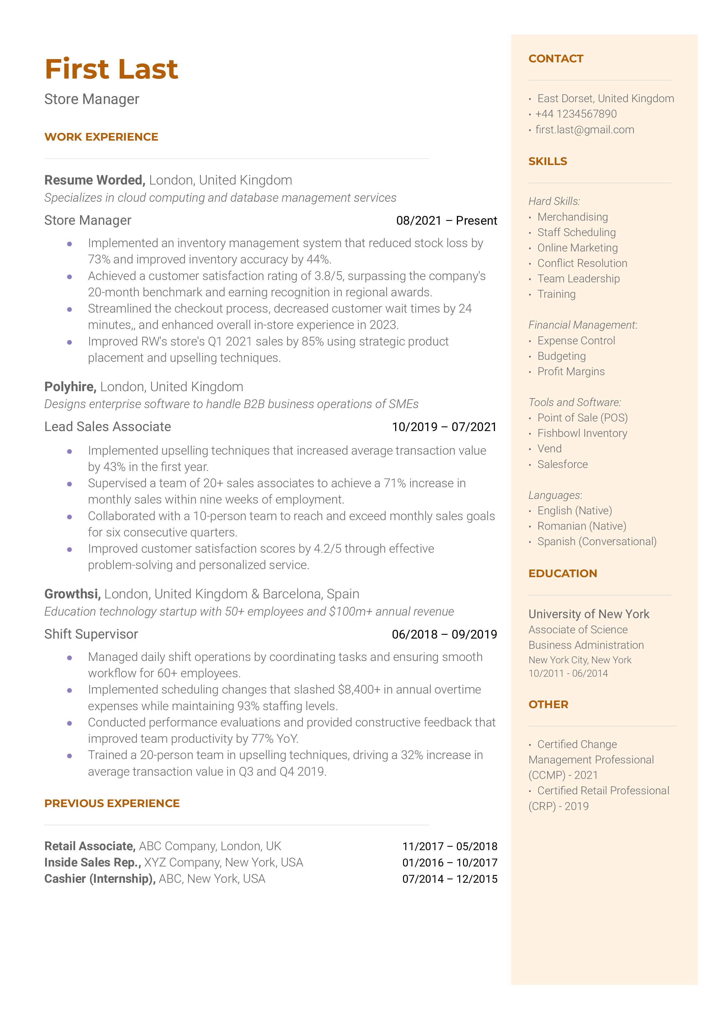 11 Retail Resume Examples for 2024