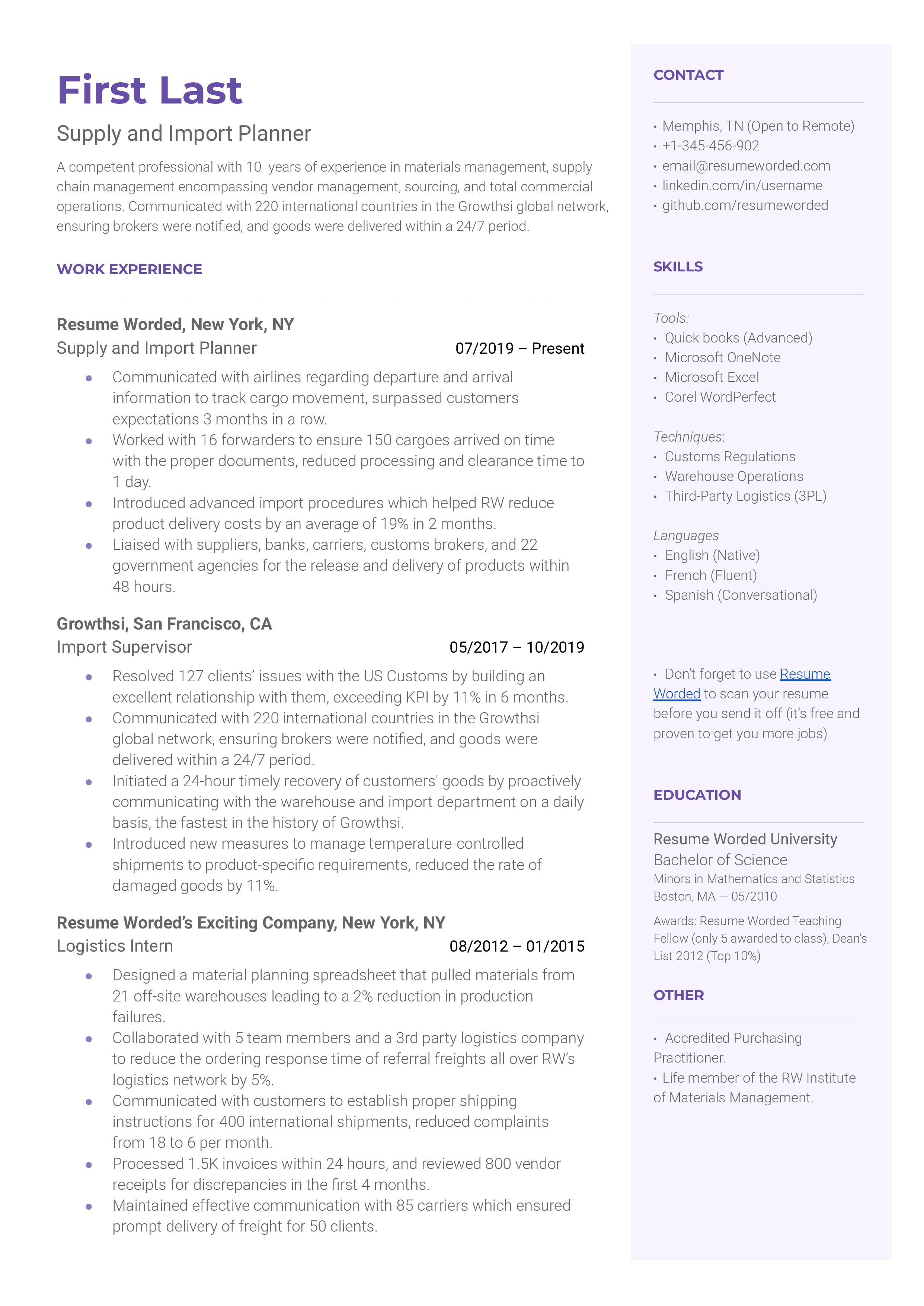 Resume Examples for 2024 [Handpicked by Recruiters] | Resume Worded