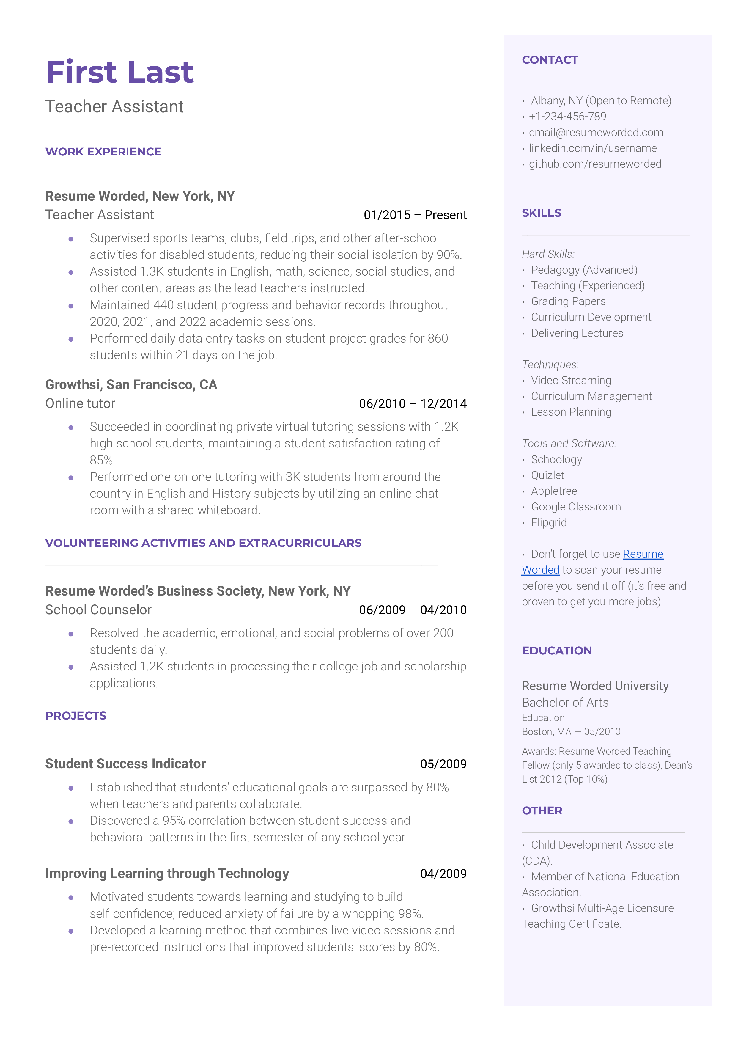 High School Teacher Resume Examples for 2024 | Resume Worded