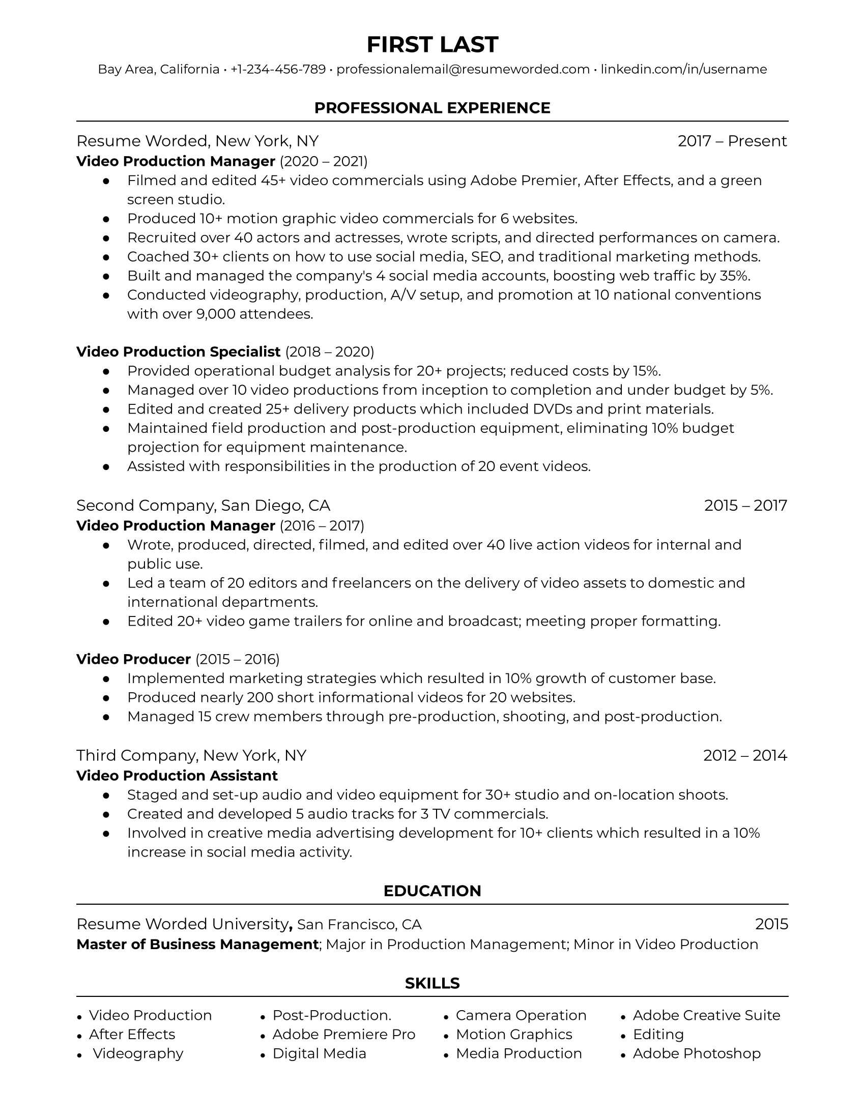 Resume Examples for 2024 [Handpicked by Recruiters] Resume Worded