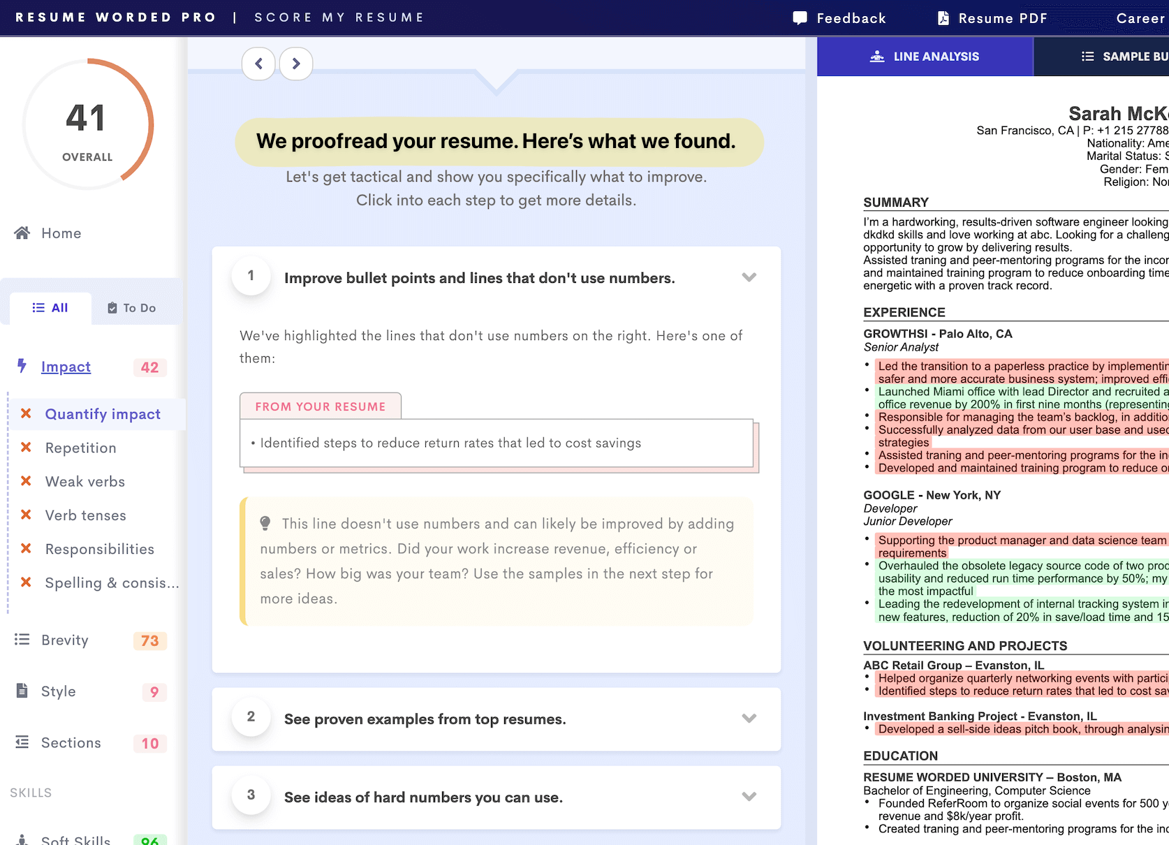 Resume Proofreader Proofread - Resume Proofreading Found Issues 