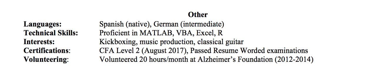 Additional Information On Resume Examples