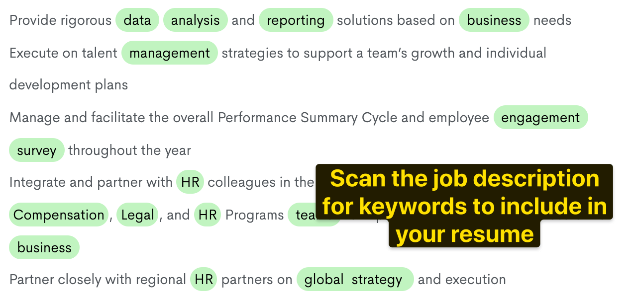 Use a resume keyword scanner to identify keywords to include in your resume from a job description