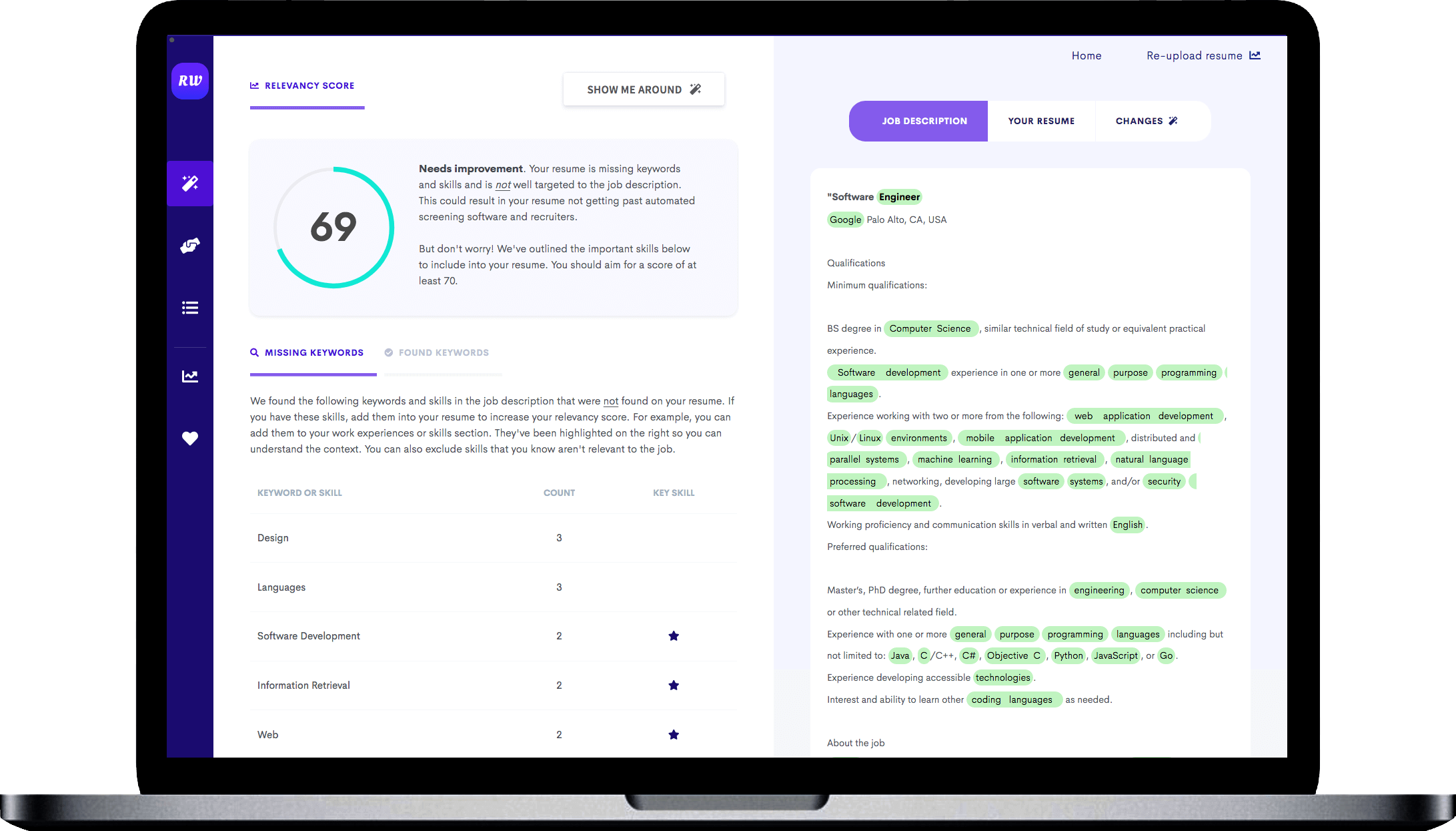 Scan your resume and job description and find out what your resume is missing