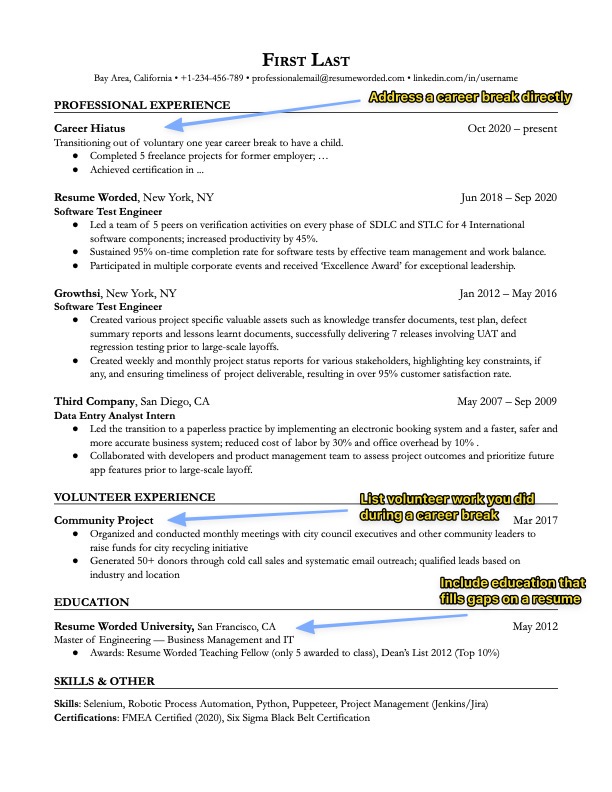 resume writing tips for gaps in employment
