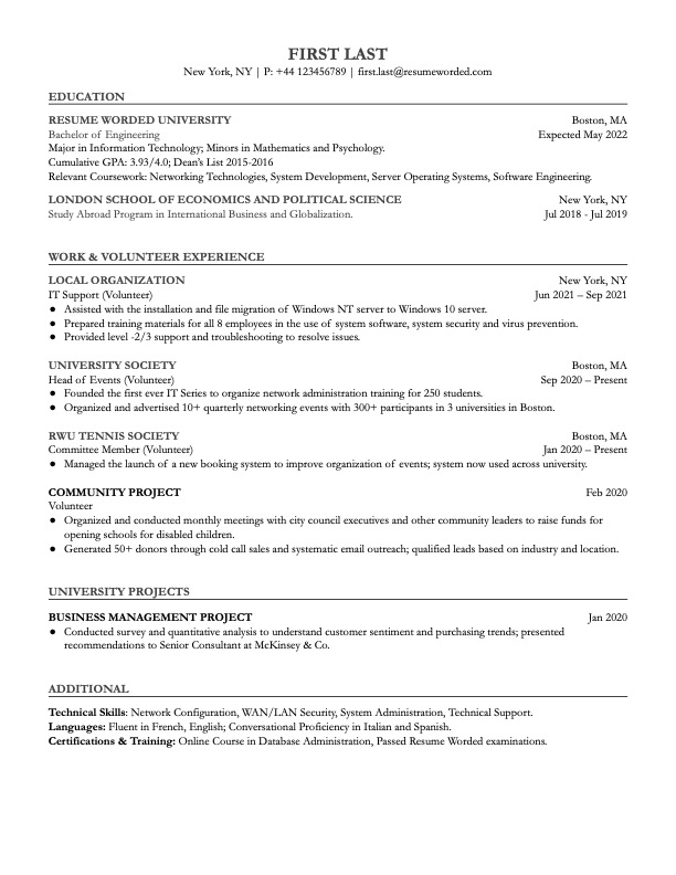 how to make a resume for volunteer work