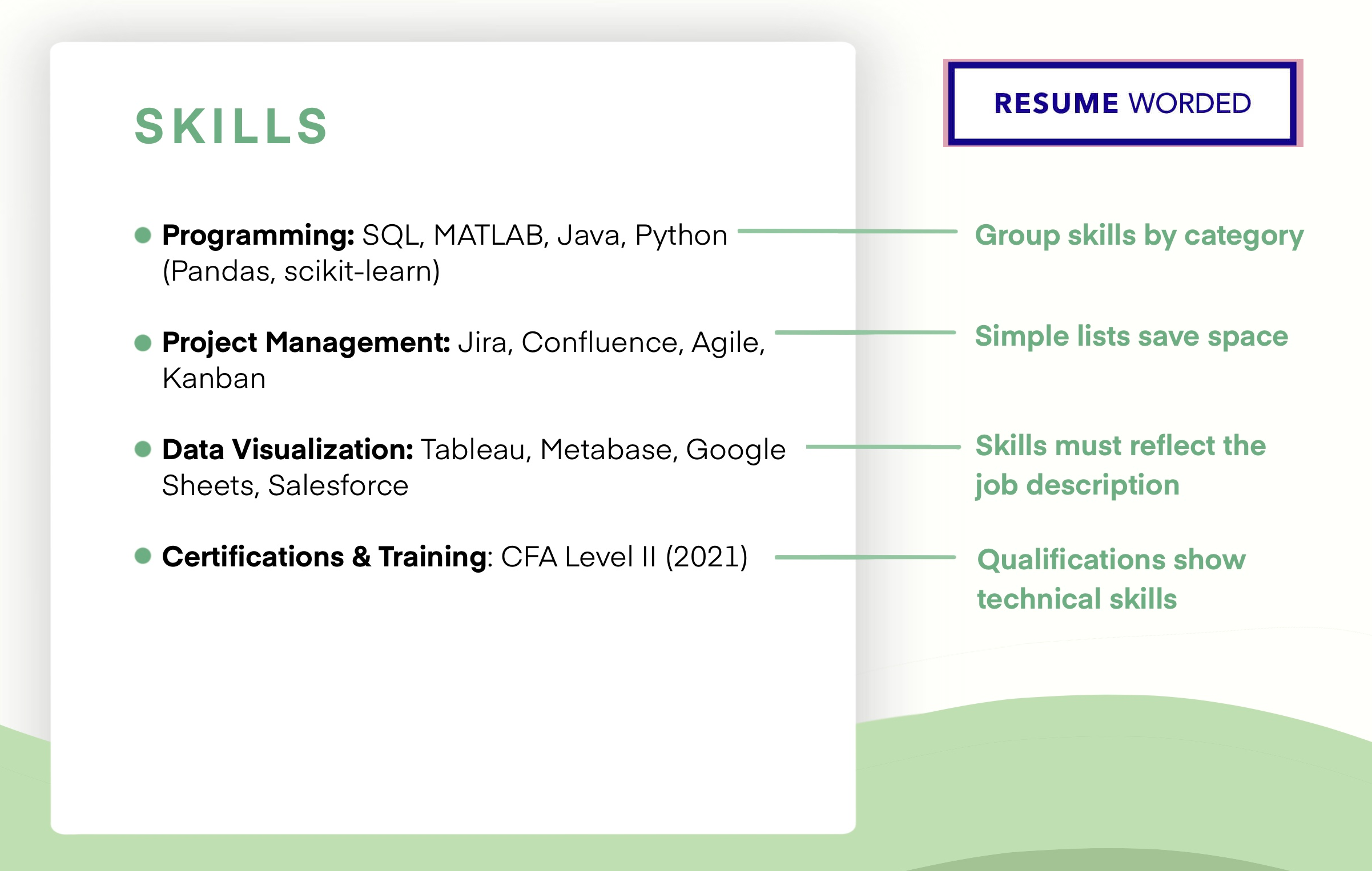 basic sample resume skills