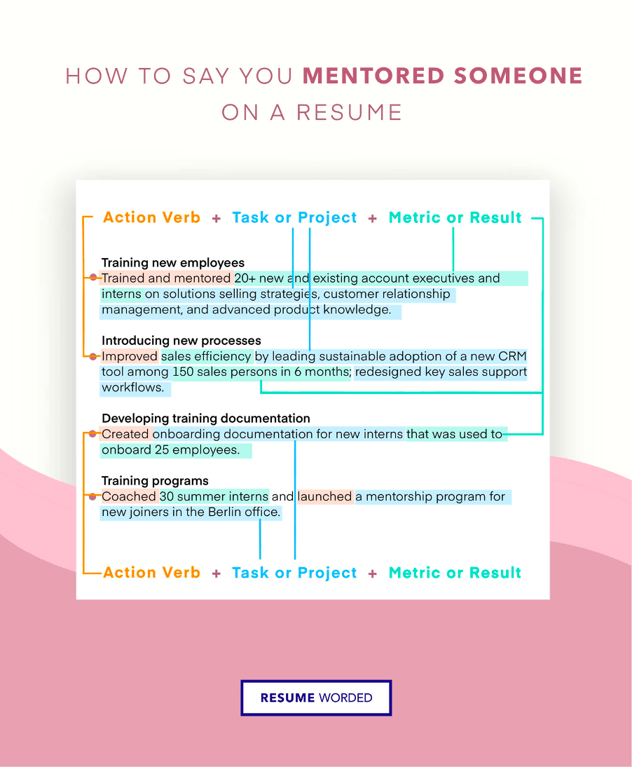 How to say you trained or mentored someone on a resume