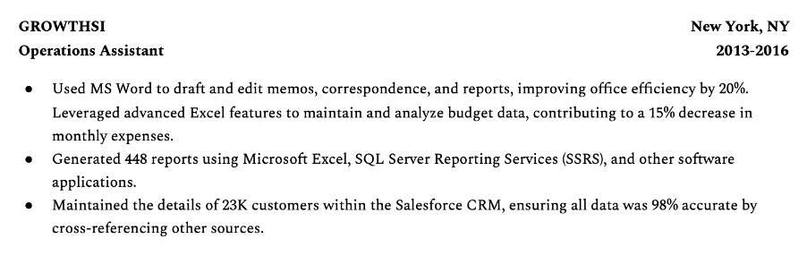 How to include examples of using Microsoft Office Suite in your resume Work Experience section