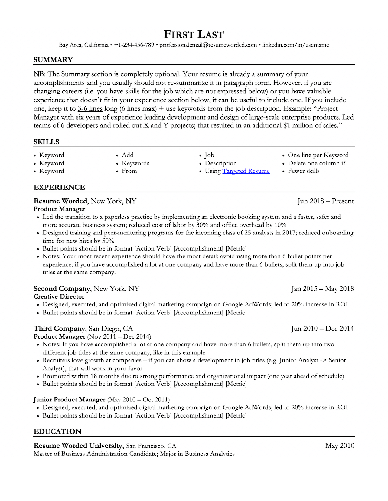 The Best Resume Formats For 2024   Standard Resume Template 2 