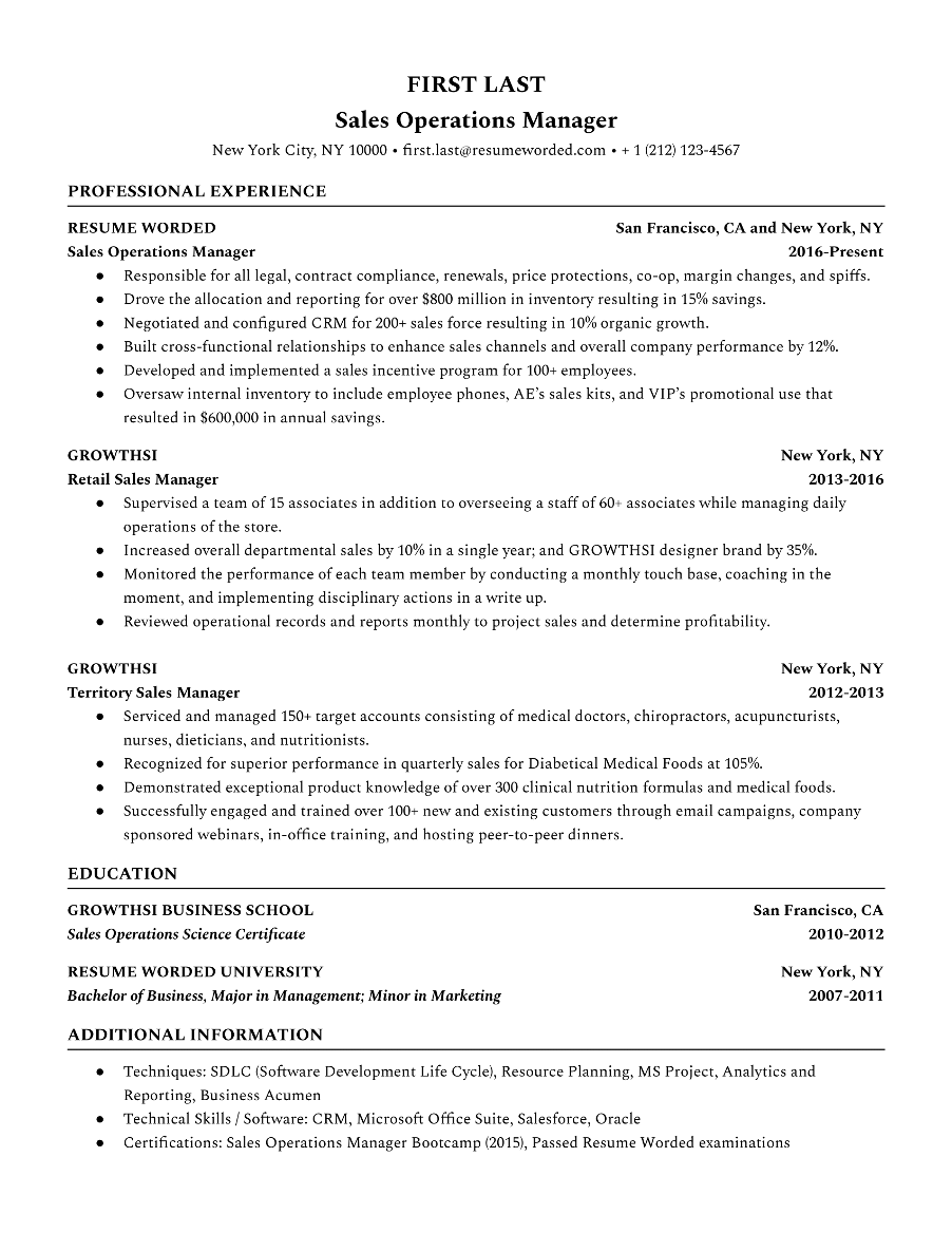 Example of a resume using proper punctuation and resume periods.