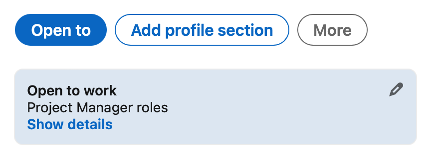 Click the pencil icon to change or remove Open To Work on LinkedIn