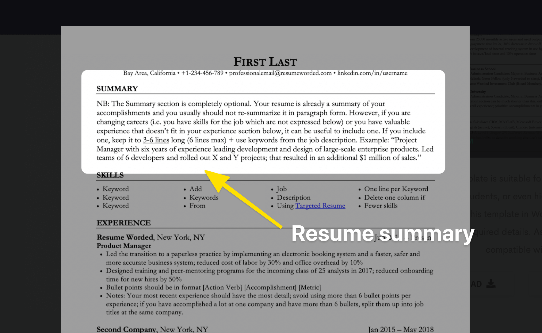 example of career summary on resume
