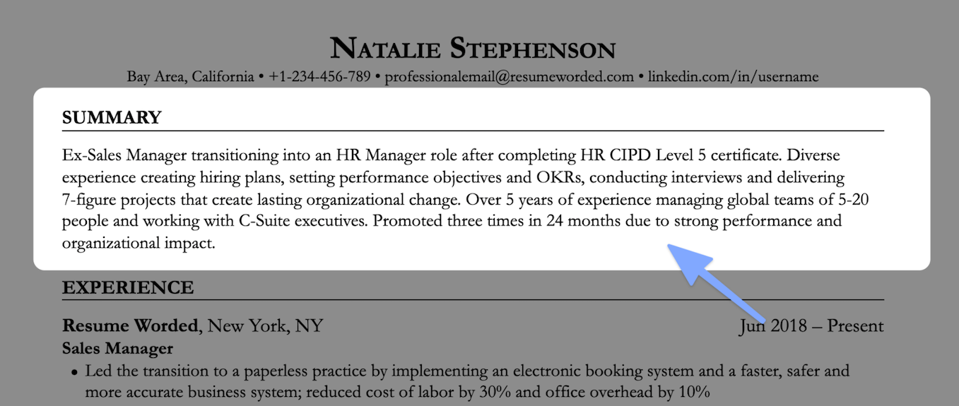 introductory paragraph on resume