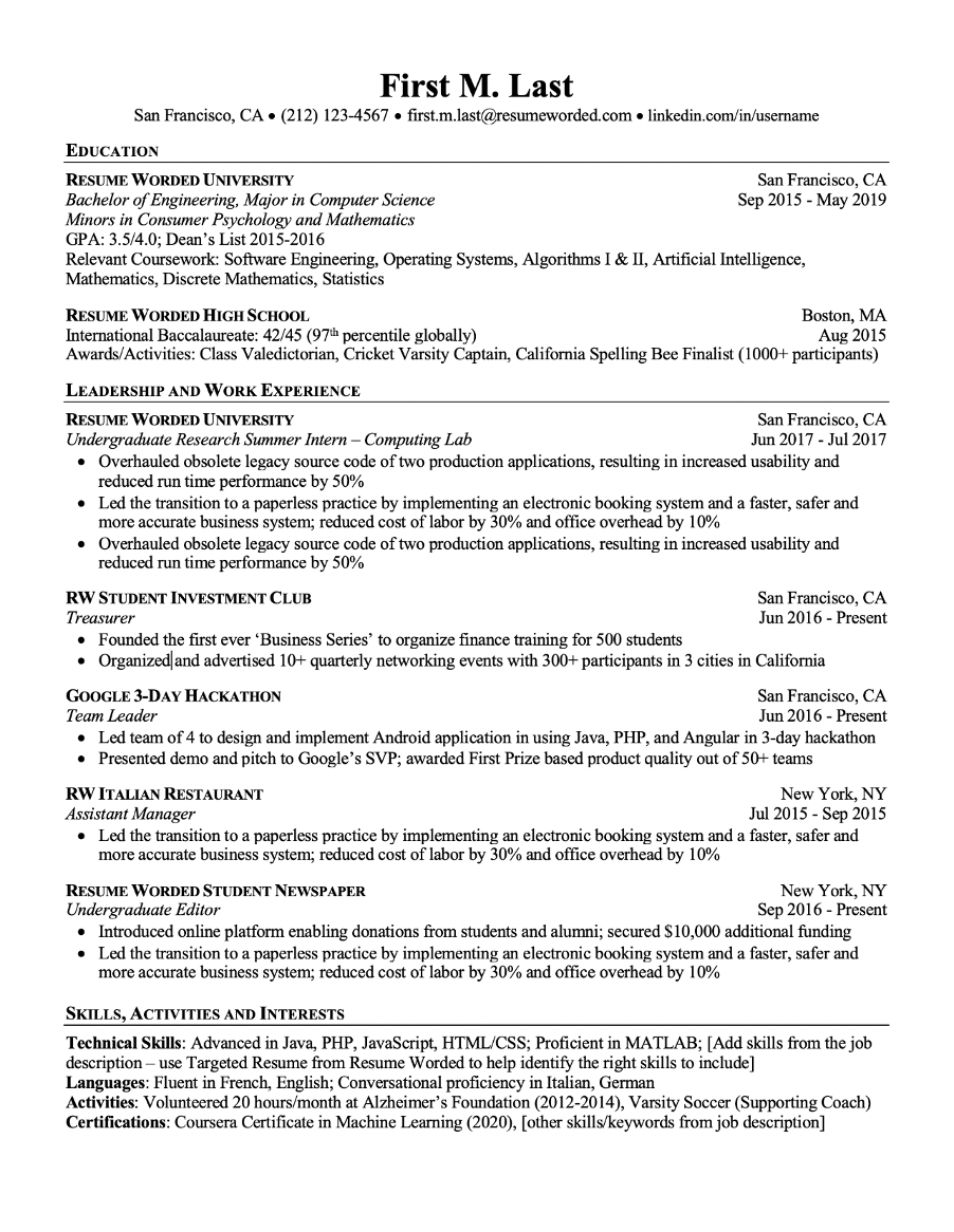 resume professional summary with no experience