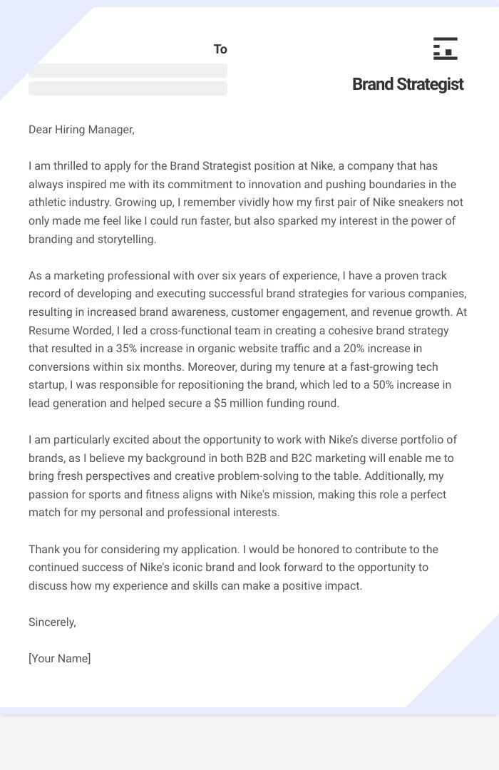 Brand Strategist Cover Letter