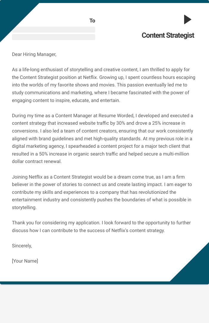 Content Strategist Cover Letter