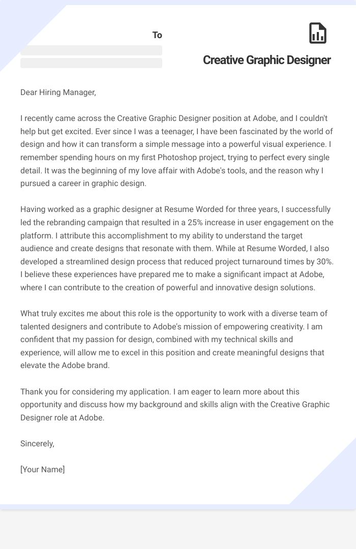 Creative Graphic Designer Cover Letter