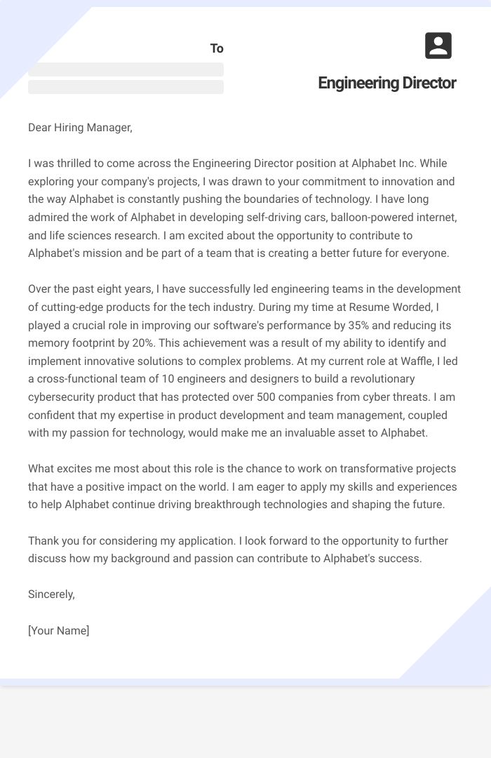 Engineering Director Cover Letter