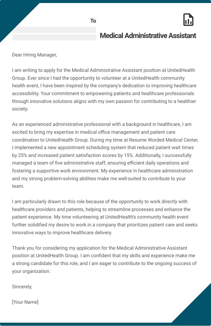 Medical Administrative Assistant Cover Letter