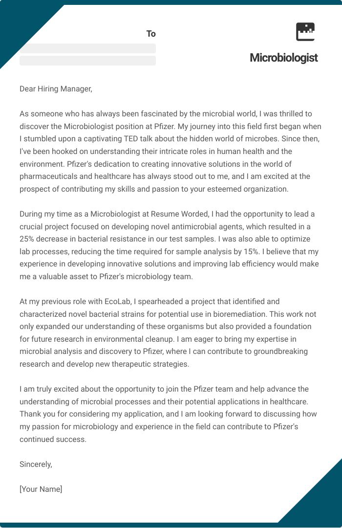 Microbiologist Cover Letter